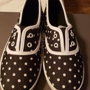Tennis Shoes Black with Polka Dots